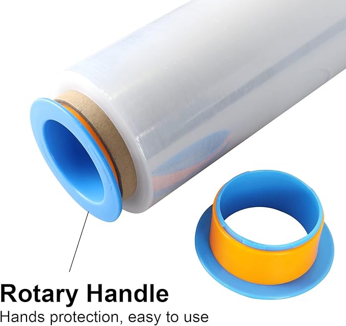 BOMEI PACK Clear Stretch Wrap Roll with Plastic Handle 18" x 1000 Feet 80 Gauge 4 Pack, Shrink Wrap Heavy Duty, Self-Adhering Plastic Wrap for Shipping, Moving