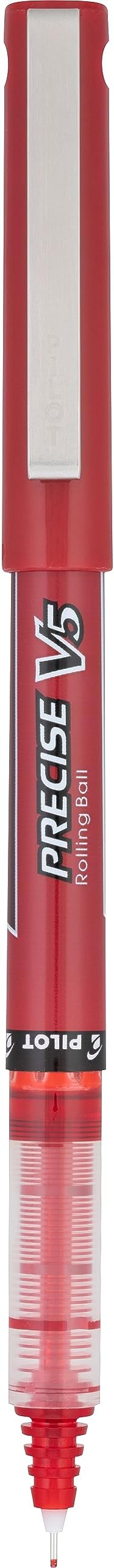 Pilot, Precise V5, Capped Liquid Ink Rolling Ball Pens, Extra Fine Point 0.5 mm, Red, Pack of 12