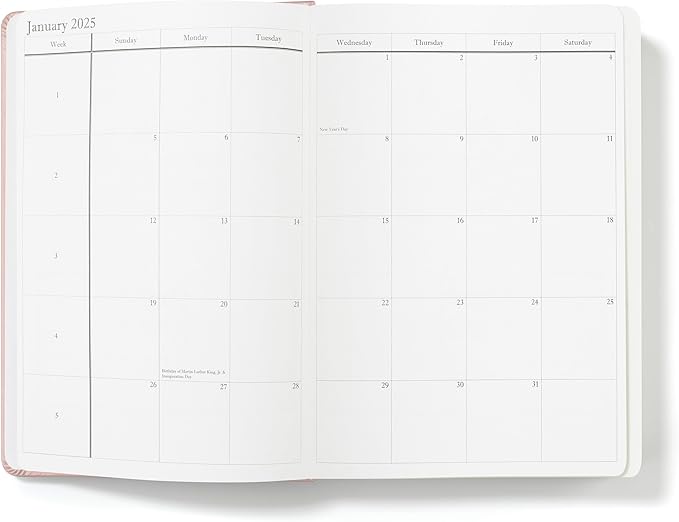 Wykeham's Executive 2025 Daily Journal Planner – Customization Available (Rose, 8.5"×5.5")