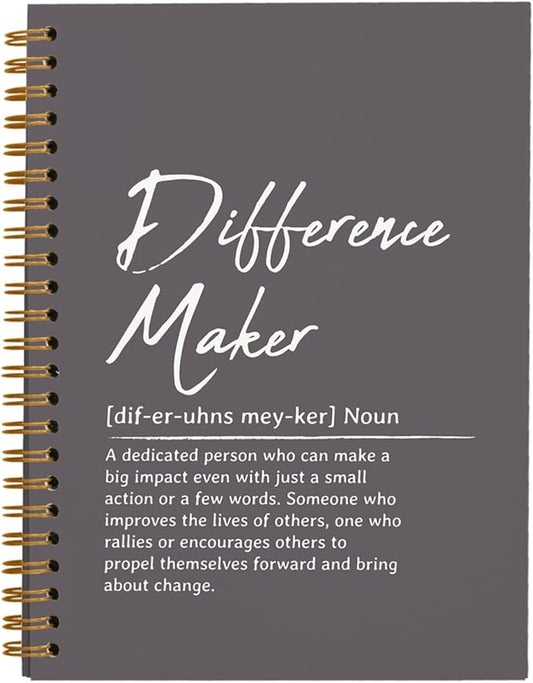 OXW Difference Maker Appreciation Gift, Meeting Notebook for Work, Thank You Gifts for Leader Mentor Manager Boss, Office Supplies Social Worker Notebook, Gray Hardcover Spiral Notebook 5.5 x 8.3