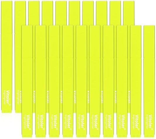 Vitoler Fluorescent Yellow Highlighters,20 Pack Bright Color Chisel tip Highlighters for Adults Kids in the Home School Office