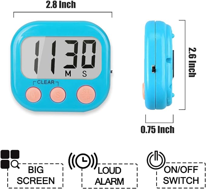 Classroom Timers for Teachers Kids Large Magnetic Digital Timer 4 Pack Blue White