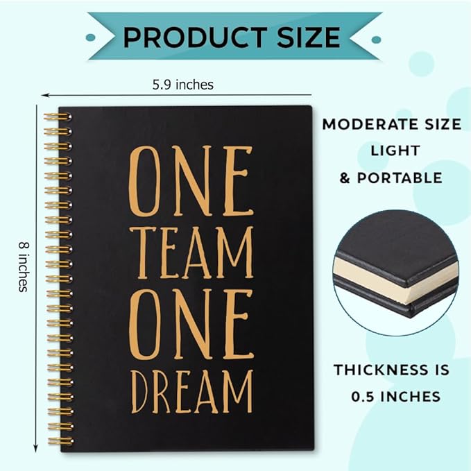 One Team One Dream 160 Blank Pages Spiral Notebook, Team Notebooks for Employees, Teamwork Gifts for Staff, Team Member Gifts for Colleagues, Team Building Gifts for Coworkers