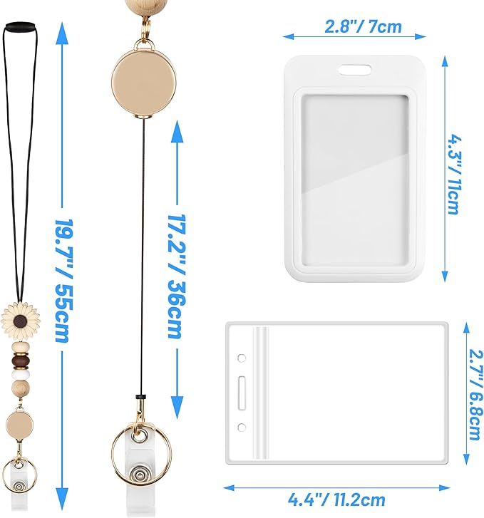 9 in 3 Sets Pink Brown Purple Retractable Lanyard for ID Badge Lanyard with ID Holder Breakaway Lanyard Badge Reel Lanyard Silicone Beaded Lanyard