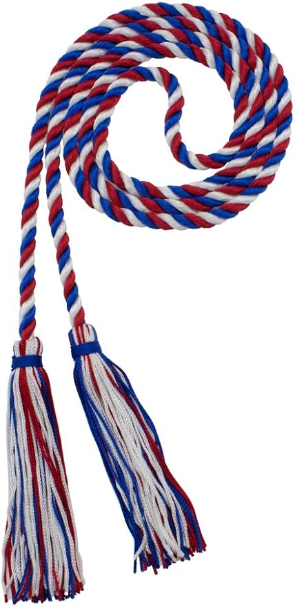 Tassel Depot Graduation Honor Cord - Royal/RED/White - Every School Color Available - Made in USA