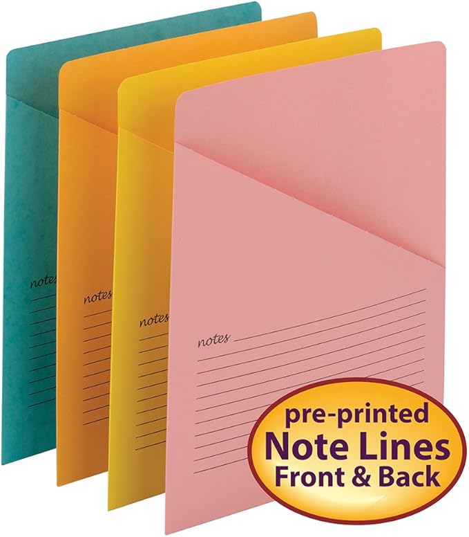 Smead Organized Up Notes Slash File Jacket, Letter Size, Assorted Colors, 12 per Pack (75427)