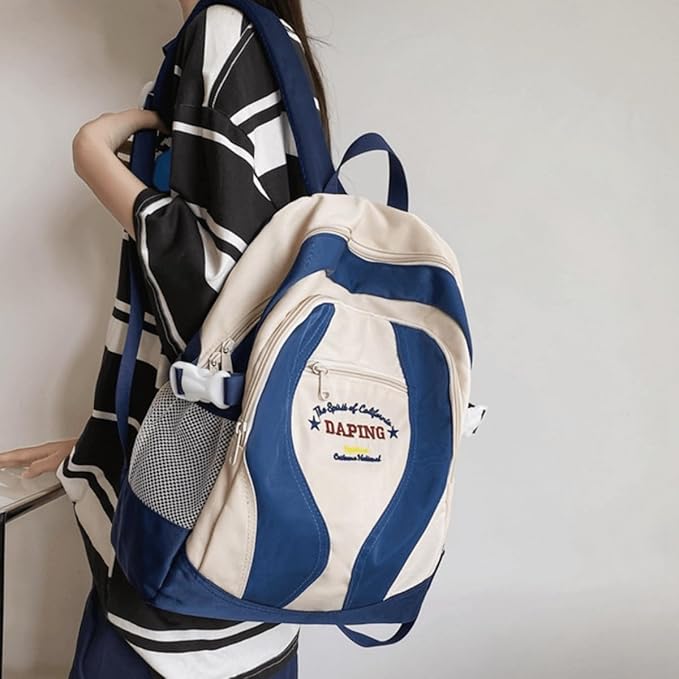 Teclado Fashion Backpack Large Bookbag Waterproof Laptop Bag Lightweight Casual Travel Daypacks (Blue)