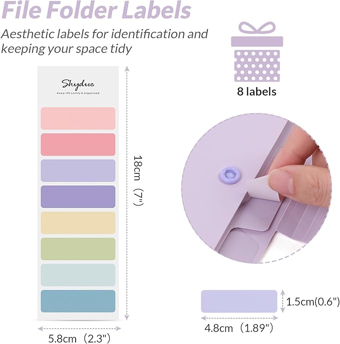 SKYDUE Expanding File Organizer with 5 Pockets, Accordion File Folders with Labels, Portable Document Paper Bill Receipt Organizer, Home College School Office Supplies, Letter Size, Lilac