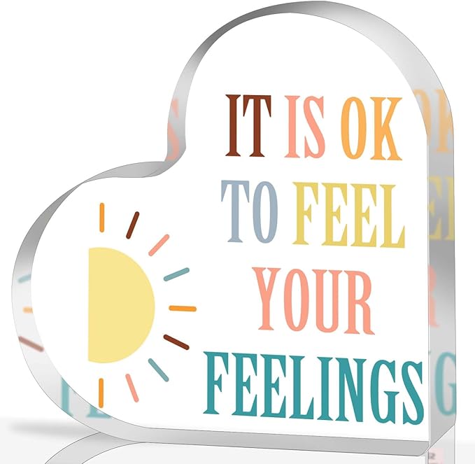 Mental Health Awareness Decor, Psychotherapy Affirmations Heart Acrylic Sign, School Counselor Sign, Therapy Office Decor, Positive Sayings Gifts for School Home Therapy Office Living Room Bedroom