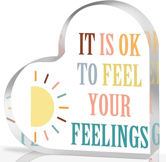 Mental Health Awareness Decor, Psychotherapy Affirmations Heart Acrylic Sign, School Counselor Sign, Therapy Office Decor, Positive Sayings Gifts for School Home Therapy Office Living Room Bedroom