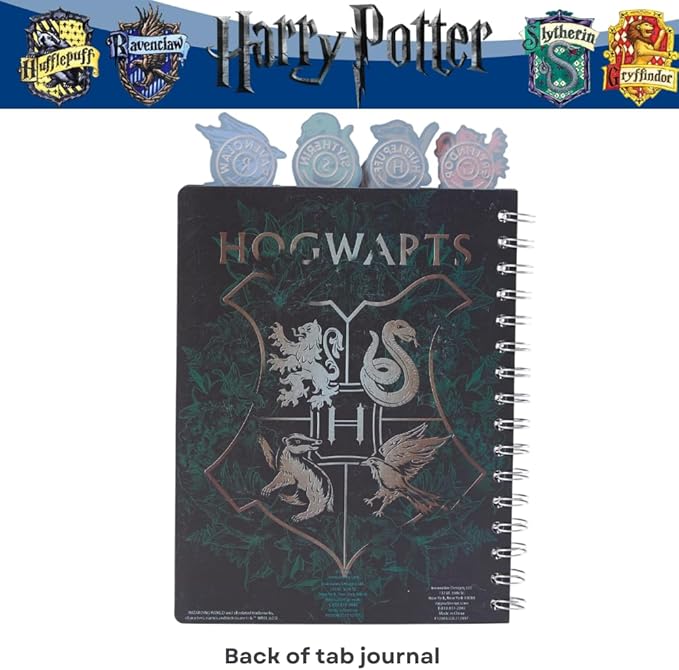 Innovative Designs Harry Potter Hogwarts Tab Journal Notebook, Spiral Bound, 96 Lined Pages, 8 x 7 inches, Black