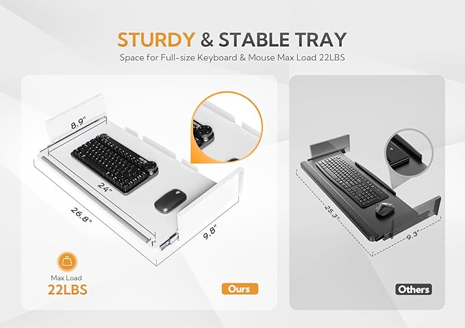 Standing Desk with Keyboard Tray, Electric Standing Desk Adjustable Height, 55x24 Inches Sit Stand up Desk with Splice Board, Raising Desk for Home Office, White
