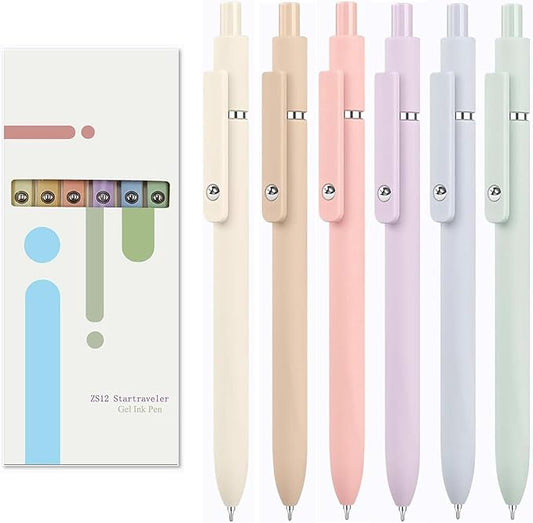 ITAWIXS 6Pcs Cute Gel Pens, 0.5mm Fine Point Smooth Writing Pens, Aesthetic Pens for Journaling Note Taking, Office School Supplies, Gifts for Women