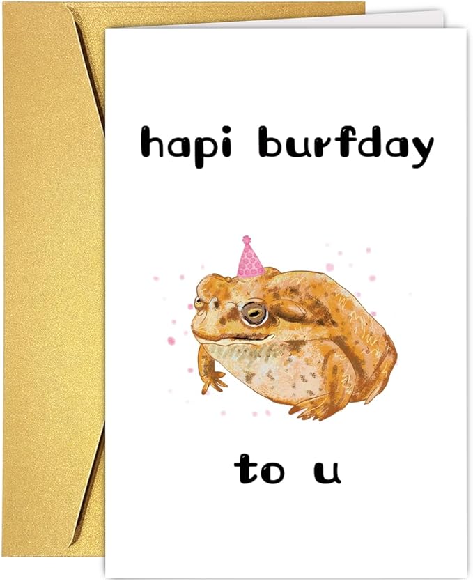 Funny Grumpy Frog Birthday Card Gift for Women Men Son Daugher, Toad Frog Lover Birthday Greeting Card Gift for Husband Wife Boyfriend Girlfriend