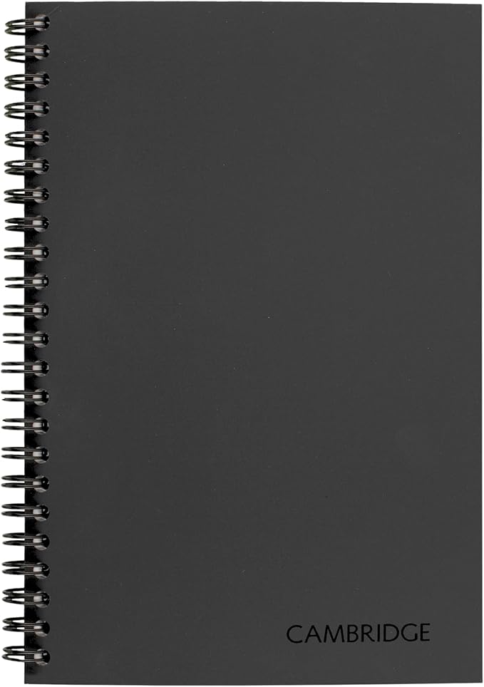 Cambridge Notebook, Business Notebook, 4-7/8" x 8", 80 Sheets, Legal Ruled, QuickNotes Notebook, Flexible Cover, Wirebound, Gray (06096)