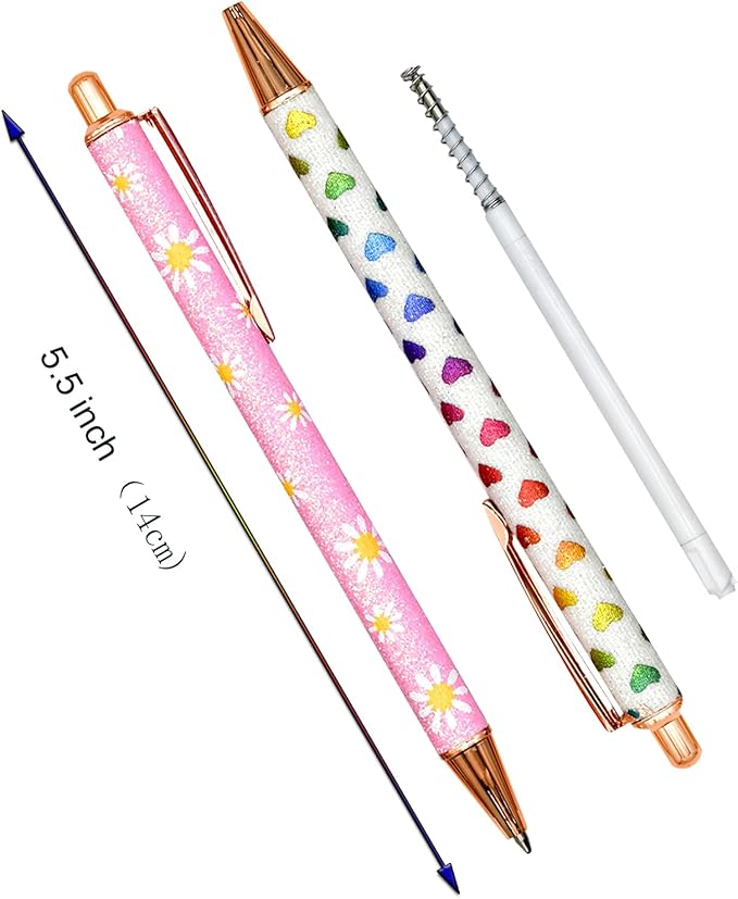 9 PCS Sparkle Glitter Heart Pens - Metal Daisy Flower Wedding Retractable Ballpoint Pens with Lip Print, Perfect for Women, Ladies, School, Party, Office, Valentine's Day, Birthday