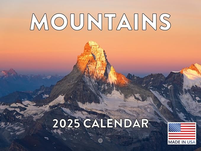 Mountain Calendar 2025 Mountains Monthly Wall Calender 12 Month | American Made In The USA