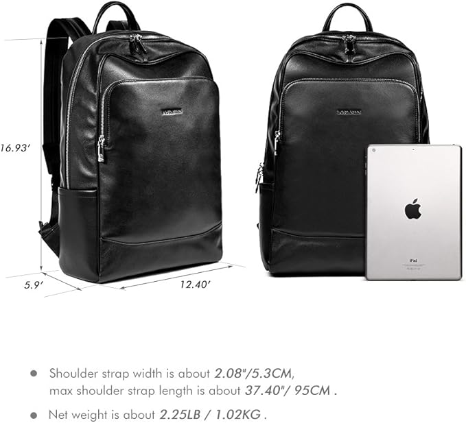 BOSTANTEN Leather Backpack College Laptop Travel Camping Computer Shoulder Bag Gym Sports Backpacks For Men Black