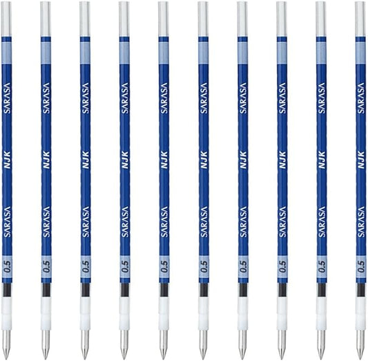 Zebra BRNJK5BL Ballpoint Pen Refill, Sarasa, NJK-0.5 Lead, Blue, 10 Pens