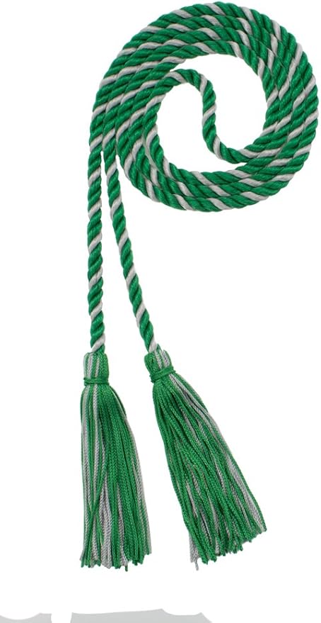 Tassel Depot Graduation Honor Cord - Kelly/Gray - Every School Color Available - Made in USA