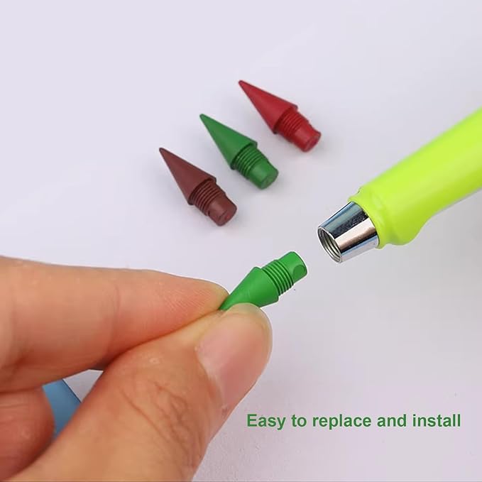 Everlasting Pencil:24PCS 12 colors Replaceable Refill Infinite Pencil Replaceable Graphite