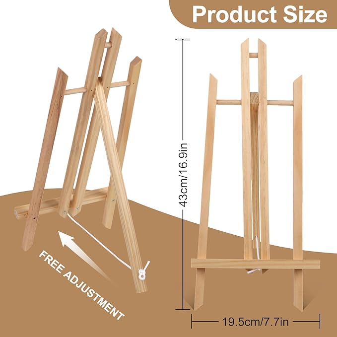 8PCS 17 Inch Desktop Easel, Party Easel, Wooden Easel - Versatile Tabletop Art Display Stand for Creative Projects and Events