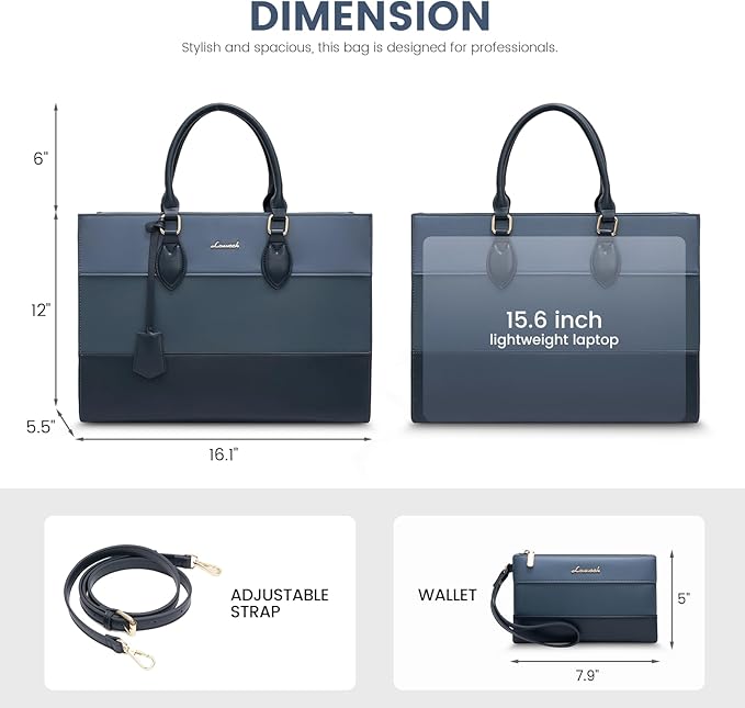 LOVEVOOK Laptop Tote Bag for Women, Work Totes Business Office Computer Briefcase with Clutch Purse