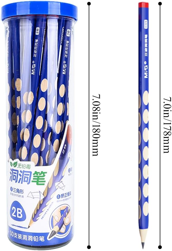 M&G 30pcs Triangular Pencils, 2B Pencils with Grip Correction, Wooden Graphite Pencils, Pre-Sharpened Break-Resistant, Suitable for Writing, Drawing, and Sketching