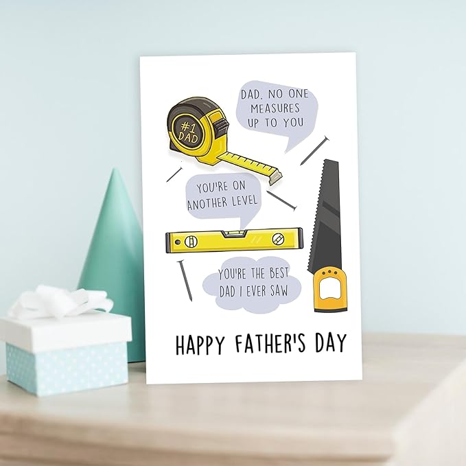 Funny Handyman Father's Day Card for Dad, Unique Fathers Day Card Gift for Men Him, No One Measures up to You