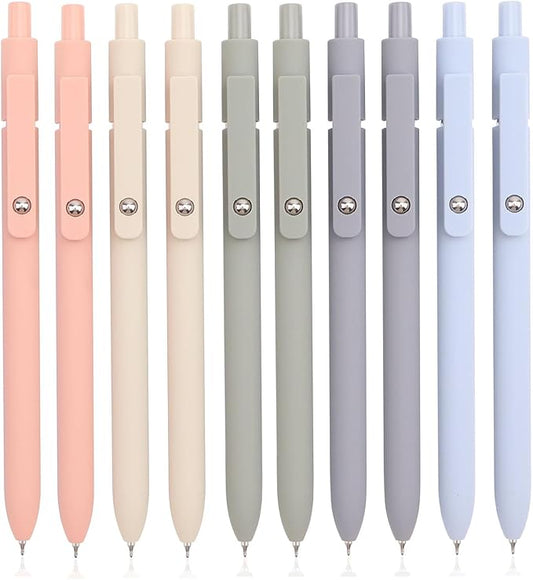 ITAWIXS Aesthetic Gel Ink Pens, 10pcs Fine Point Smooth Writing Pens, Office Desk Accessories, Cute Morandi Pens for journaling School Office Supplies, Gifts for Women and Men