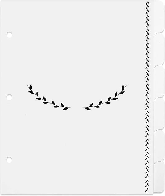Jot & Mark Blank Recipe Binder Dividers with Tabs | Six Customizable Organizer Dividers for 8.5"x9.5" 3-Ring Binders (Black & White)