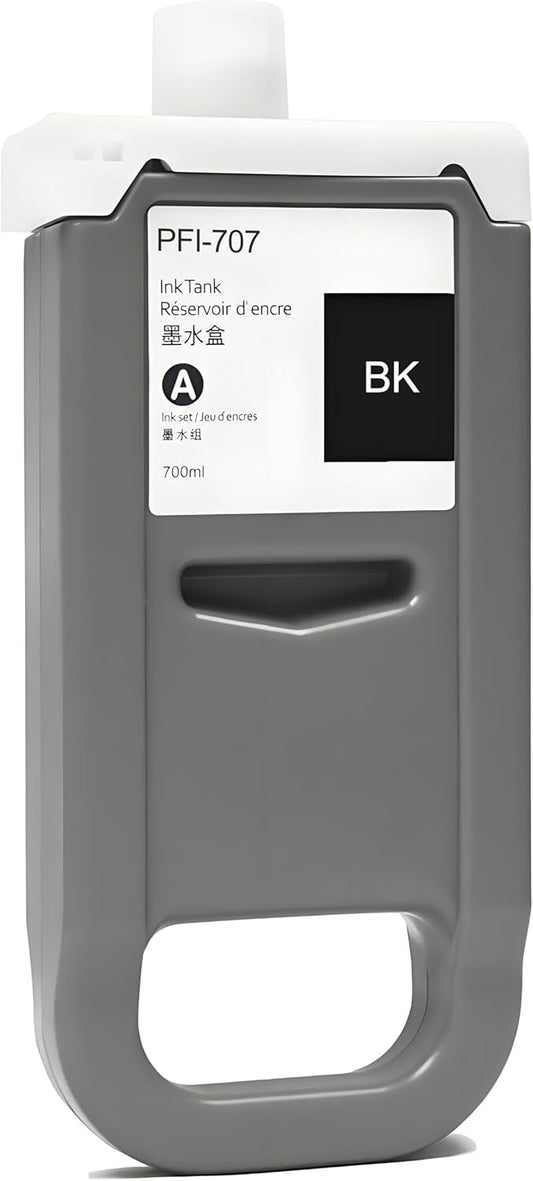 PFI-707 Ink Cartridge PFI707 Ink Tank Compatible with Canon imagePROGRAF PF830, iPF840, iPF850 CAD Plotters 700 ML (1-Pack, Black)