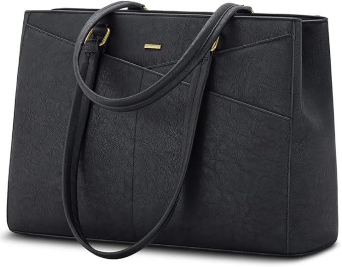 LOVEVOOK Laptop Bag for Women 15.6 Inch Tote Bags Waterproof Leather Briefcase Computer Women Business Office Work Bag,Vintage Black