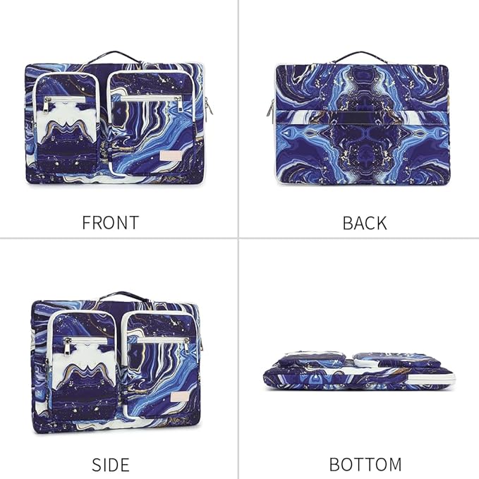 canvaslife 360° Protective Laptop Sleeve Case Bag Cover with Handle for iPad 12.9 inch,MacBook Pro Air 13" and 12.5 inch-13.3 inch Laptop (Blue Marble)