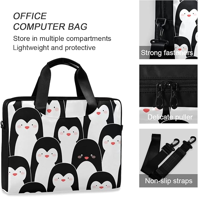 Cute Penguin Laptop Bag Case Laptop Messenger Bag Briefcase for Men Women