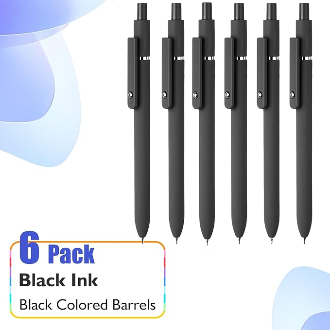 Easter Basket Stuff, Easter Gifts for Mens/Husband/Grandpa/Friends, 6PCS Elegant Black Gel Pens, Cool Construction Accessories for Dad Boyfriend, Birthday Gifts for Men/Him (6PCS Elegant Black)