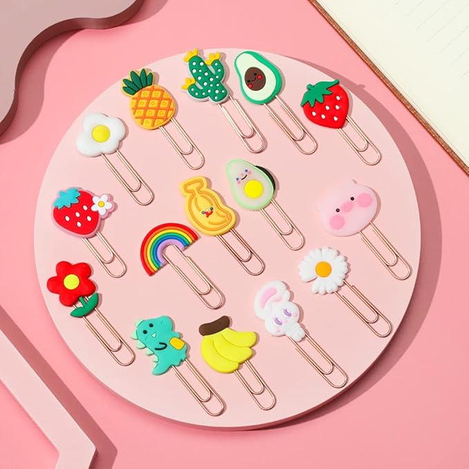 ELANE 36 pcs Silicone Paper Clips Bookmarks Dispenser Bookmark Memo Clip for Kids School Teacher Office Supply Student Stationery.