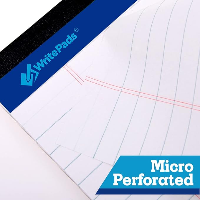 8.5"x11" Legal Pads,Wide Ruled,White Paper,12 Pack,50 Sheets Per Writing Pad,Micro perforated Writing Pad,BL-MWT50W-12PAD