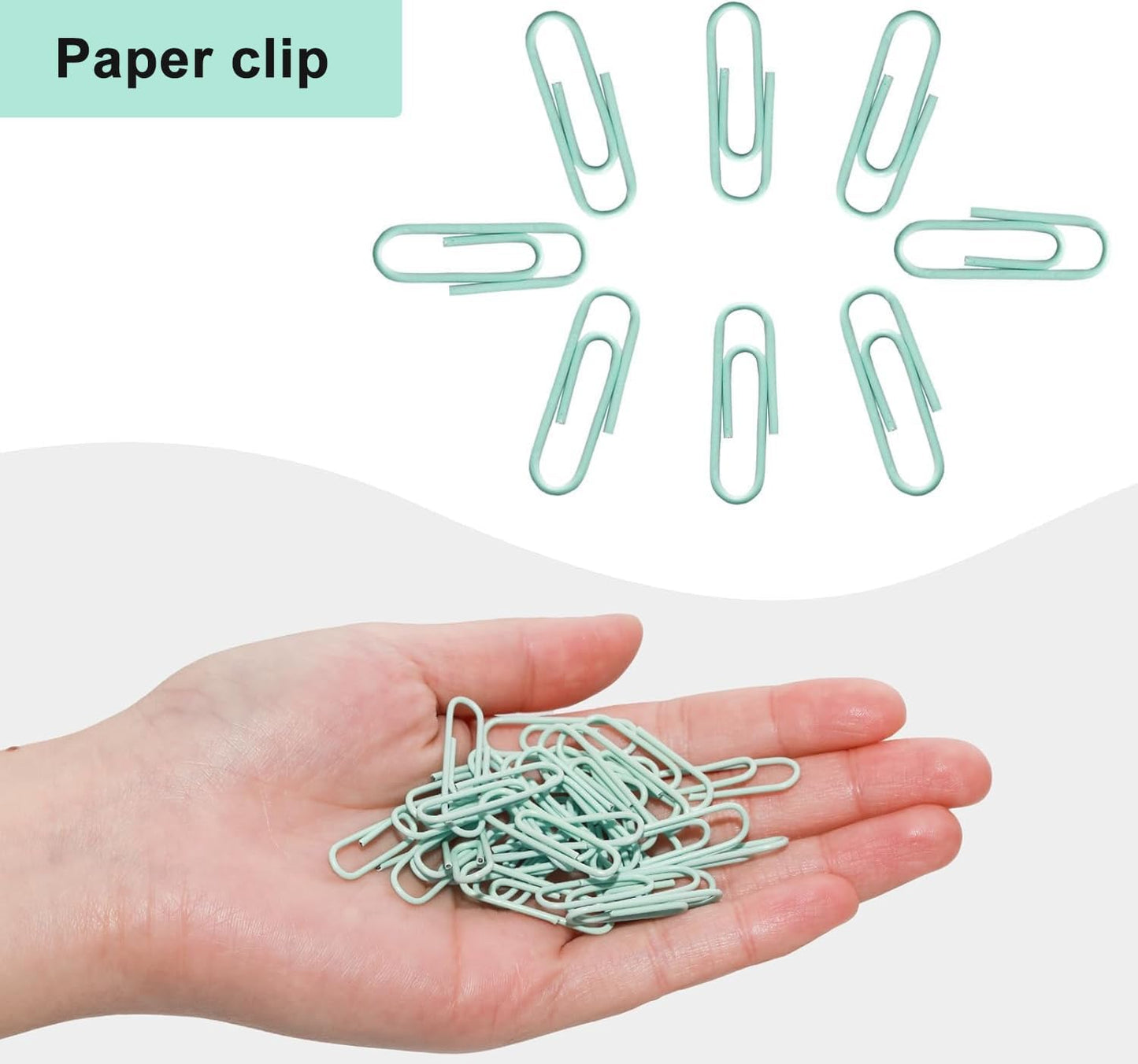 Macaron Colored Paper Clips, 1.1" Medium Paper Clip（28mm, 600pcs Paperclips for Office Supplies and Organization (Cyan)