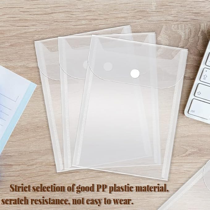 Vmiapxo 40 Pack Stamp and Die Storage Pockets, Reusable Small Plastic Envelopes Waterproof Sticker Organizer Receipt Holder Photo Storage Folders (5" x 7")