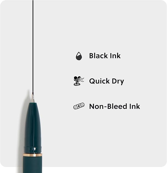 U Brands Catalina Felt Tip Pens, Set of 6, Soft Touch Jewel Tones with Gold Details, Medium (0.7 mm) Point, Black Ink