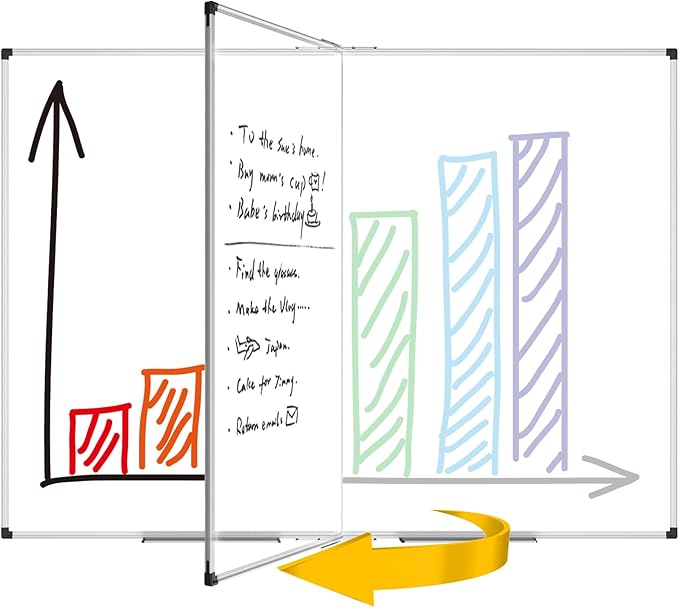 XBoard Dry Erase Board 60 x 48 Inch | Foldable Magnetic White Board for Wall with Marker Tray 5' x 4' | Aluminum Frame Folding Message Presentation Board