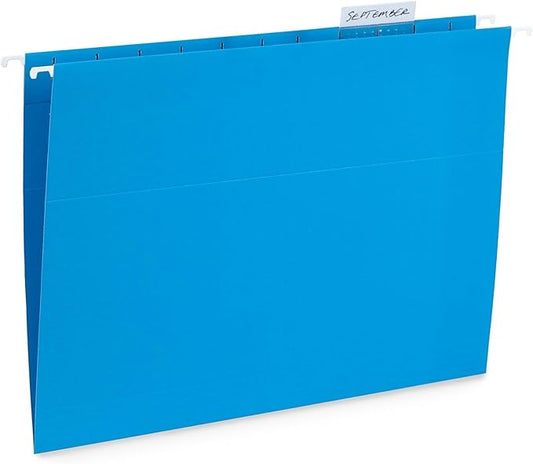 Blue Summit Supplies Hanging File Folders, 25 Reinforced Hang Folders, Designed for Home and Office Color Coded File Organization, Letter Size, Blue, 25 Pack