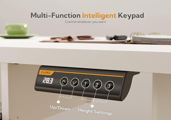 Standing Desk with Keyboard Tray, Electric Standing Desk Adjustable Height, 55x24 Inches Sit Stand up Desk with Splice Board, Raising Desk for Home Office, White