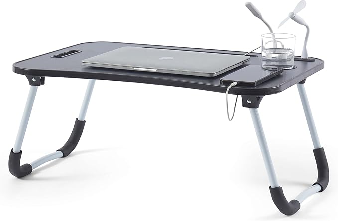 Nestl Lap Desk for Laptop - Foldable Laptop Desk for Bed and Couch, Portable and Lightweight Laptop Stand for Bed Breakfast, Working, Reading, and Writing, Lap Table with USB Ports, Large Laptop Tray