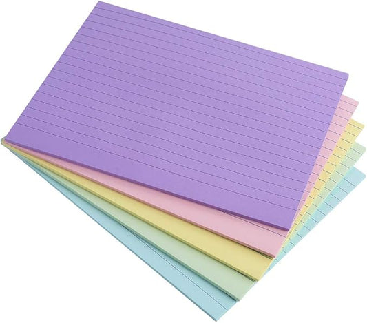 Vanpad Lined Sticky Notes 6X8 in Pastel Ruled Post Stickies Super Sticking Power Memo Pads Strong Adhesive, 5 Pads/Pack, 28 Sheets/pad
