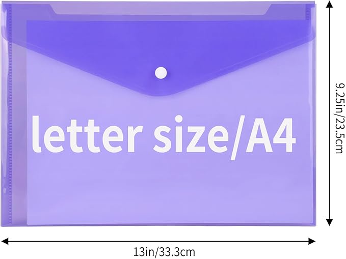 EOOUT 28pcs Folders for Documents, Plastic Envelopes with Snap Closure, Poly Folders, 8 Colors, A4 Letter Size, for School and Office Supplies