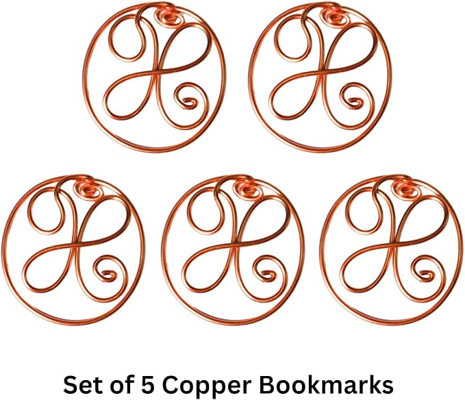Personalized Initial Copper Bookmark, Set of 5, Handmade Copper Gift for Her, Him, Couple on Birthday, Wedding Anniversary, Alphabet Bookmark (X)