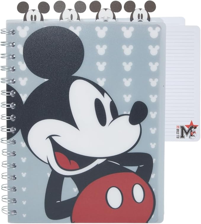 Innovative Designs Disney Mickey Mouse Journal Notebook, Spiral Bound, 96 Lined Pages, 8 x 7 inches, Grey