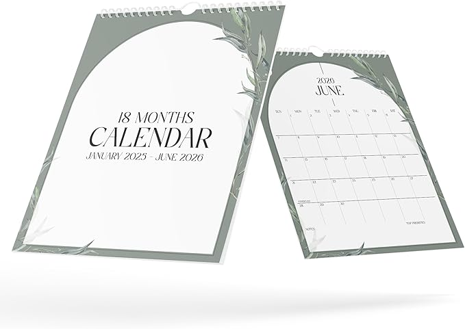 Calendar 2025 - Vertical 8.5x11 2025 Wall Calendar Runs Until June 2026 - Easy Planning with the Aesthetic Wall Calendar 2025-2026 Monthly - Karto - Boho Greenery
